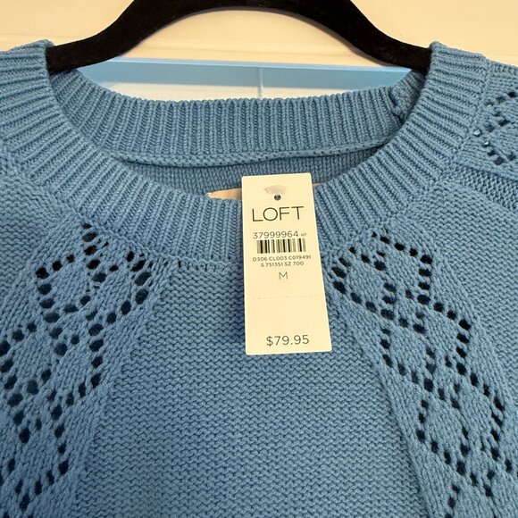 NWT Loft Blue Sweater with Geometric Design (Size: M) - Picture 3 of 4